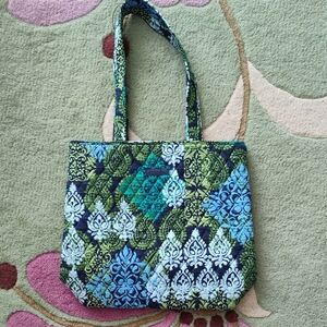 Vera Bradley Green and Blue Patterned Tote Bag
